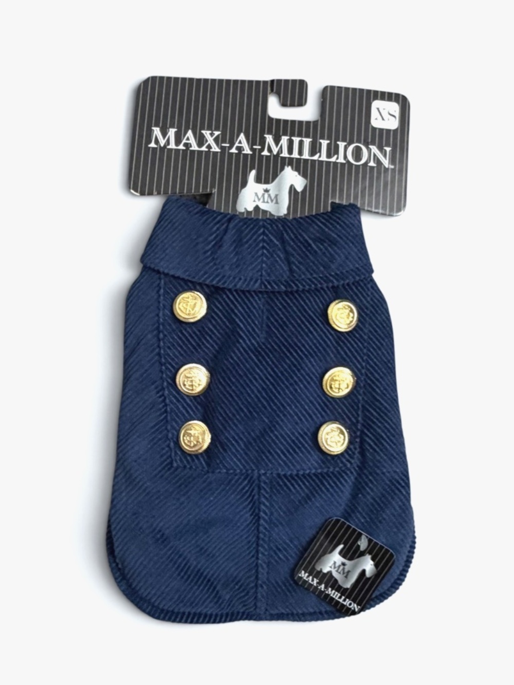 Vintage 2007 Max-A-Million Dog Peacoat XS Royal Blue Corduroy Gold Buttons NWT